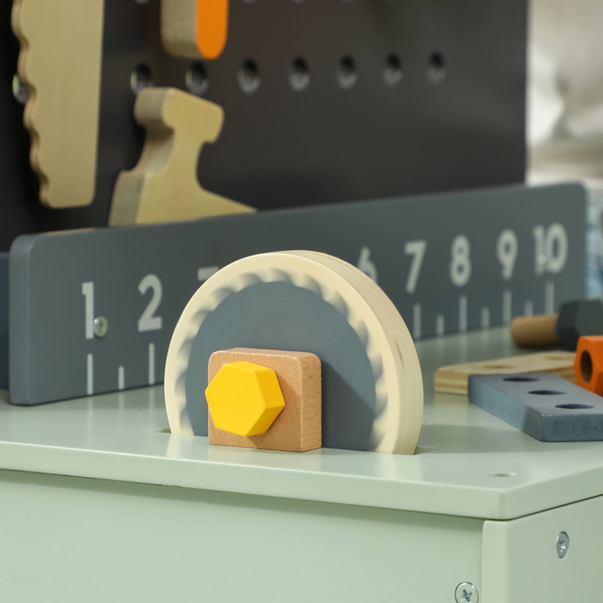 Alt View 5. Qaba - Kids Wooden Tool Bench, 49 Piece Kids Workbench Playset, Pretend Play Construction Tool Set, Toddlers 3-6 Years.