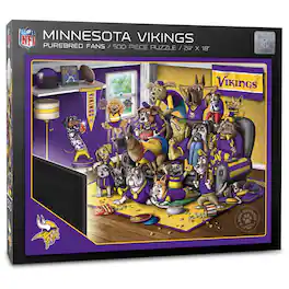YouTheFan - Minnesota Vikings Purebred Fans 18'' x 24'' A Real Nailbiter 500-Piece Puzzle - Multicolor