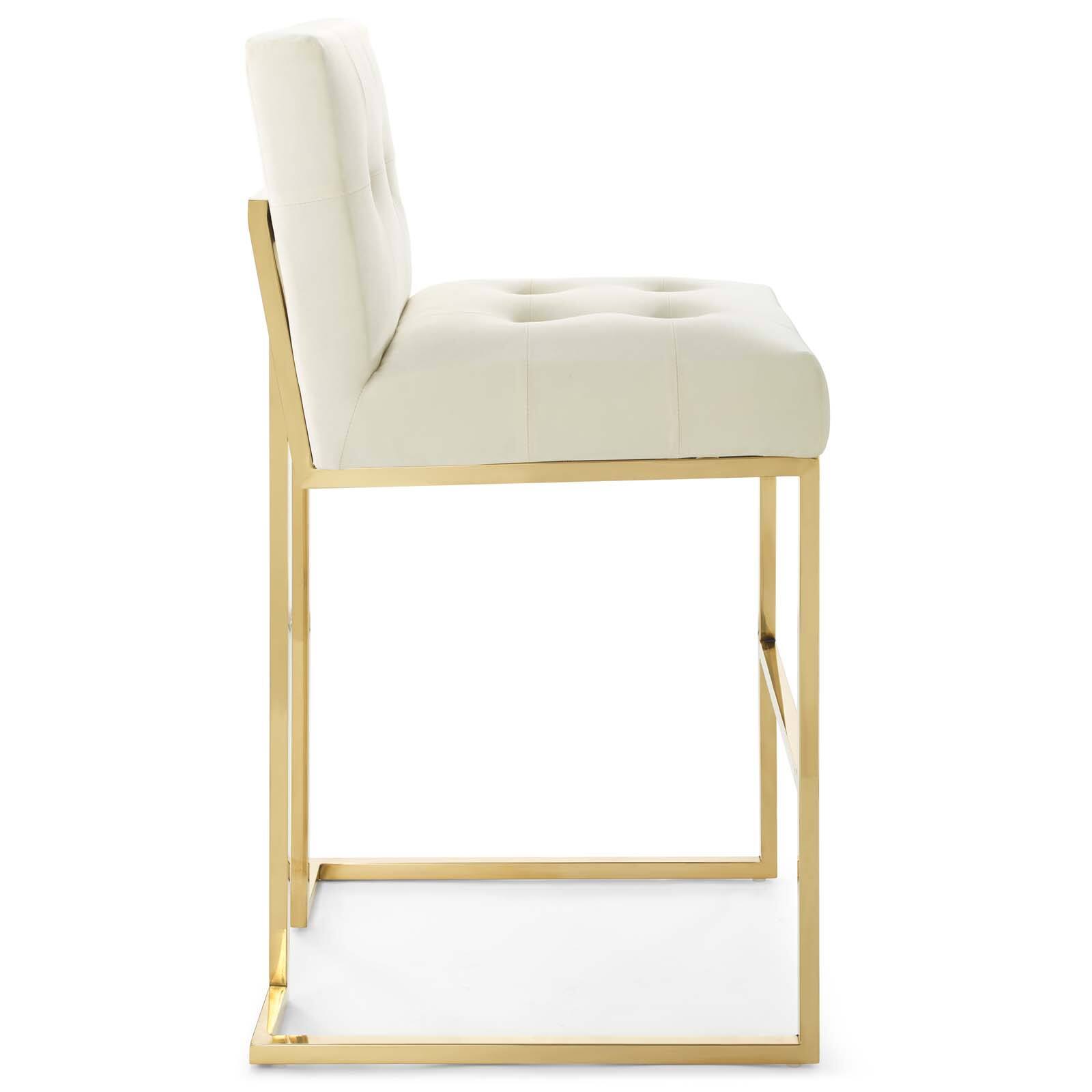 Back. Modway - Privy Gold Stainless Steel Performance Velvet Bar Stool by Modway - Gold Ivory.