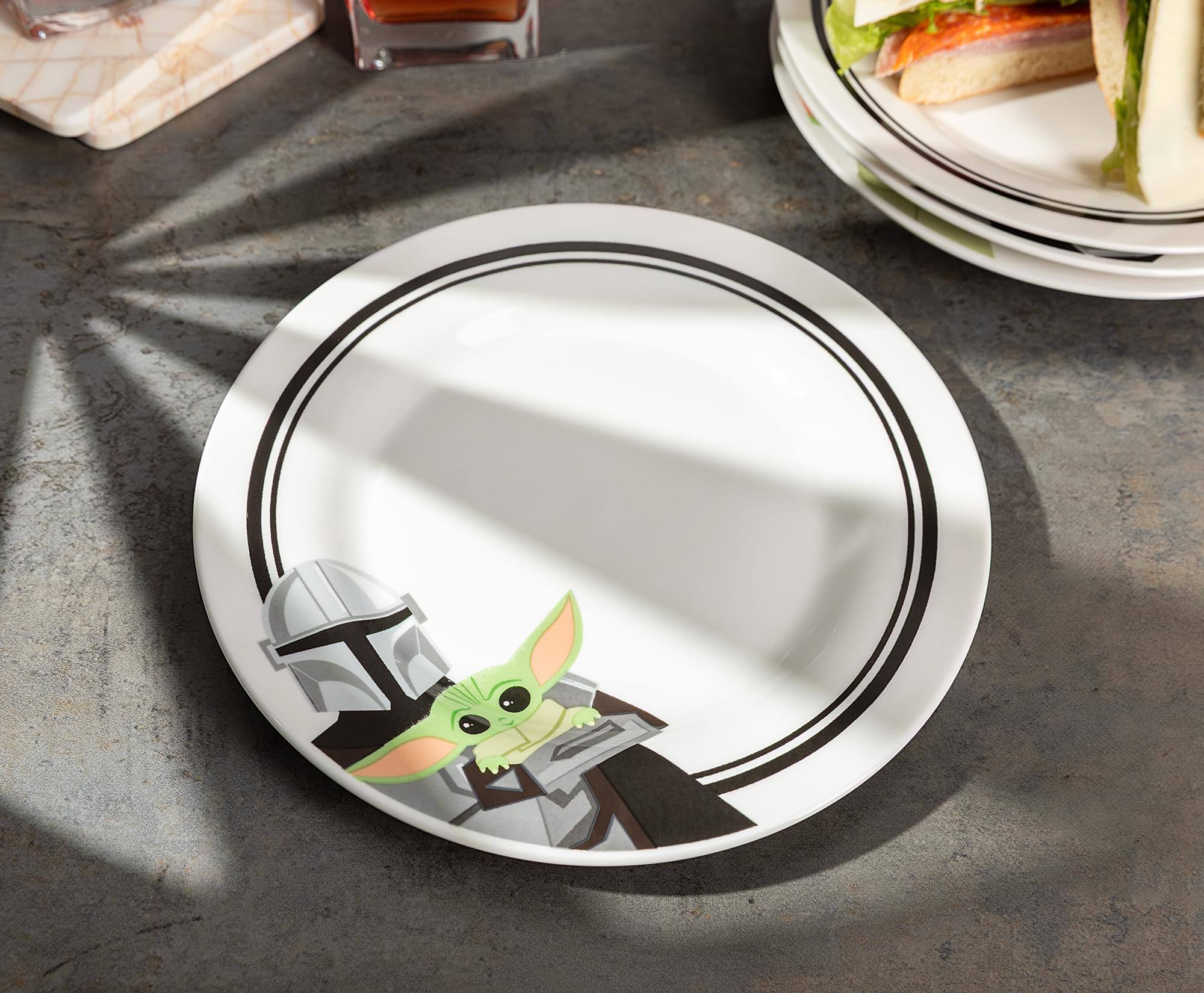 Alt View 4. Silver Buffalo - Star Wars: The Mandalorian Mando and Grogu 4-Piece 8-Inch Dinner Plate Set - Multi-Colored.