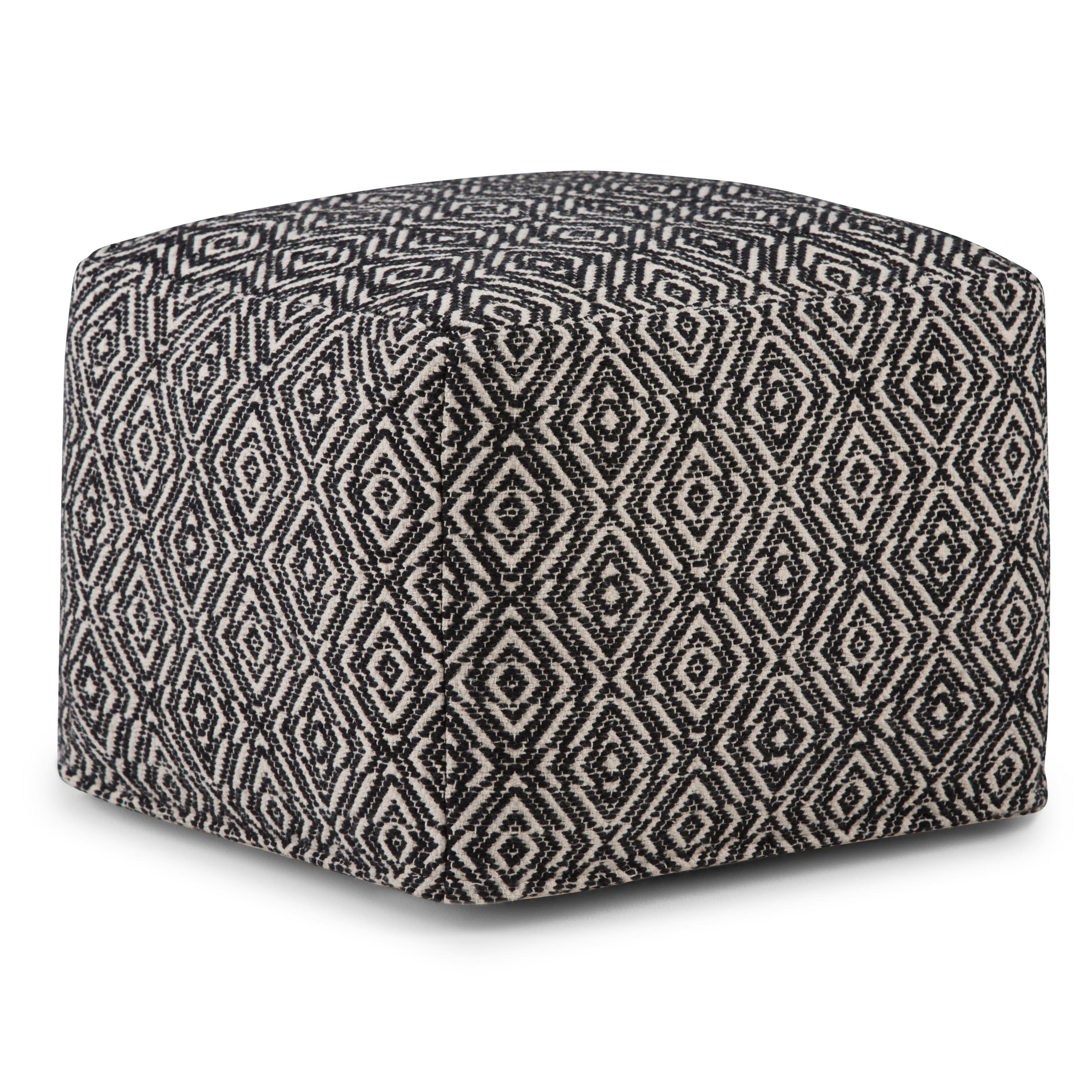 Front Zoom. Simpli Home - Graham Square Pouf - Patterned Black, Natural.