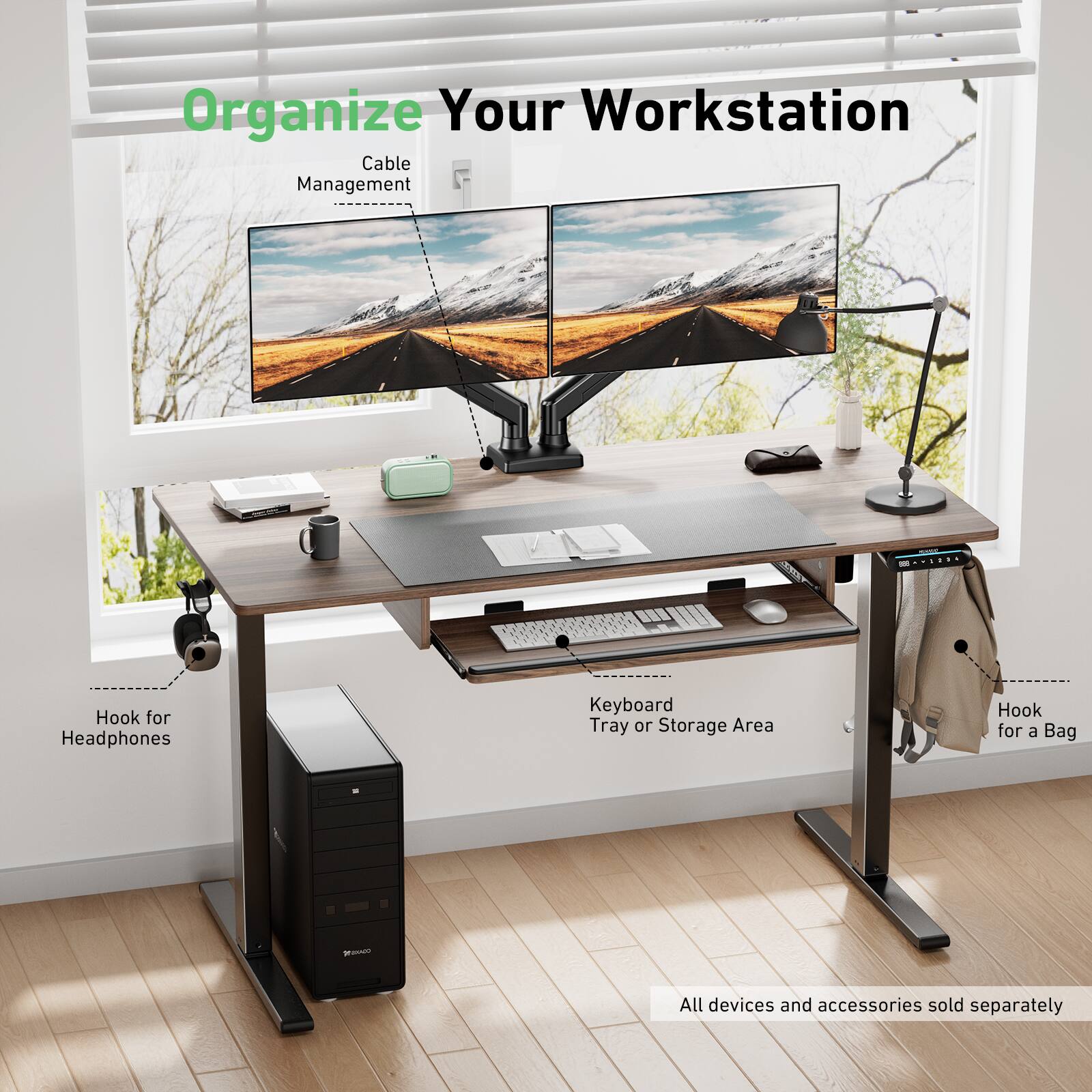 Organize Your Workstation Cable Management Hook for Headphones Keyboard Tray or Storage Area Hook for a Bag All devices and accessories sold separately
