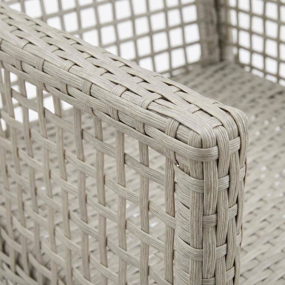 Alt View 1. Outdoor Escape - Outdoor Patio Wicker Rattan Dining Armchair Set Of 2, Cushioned Seat, Armrests - Gray.