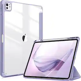 Fintie - Slim Clear Case for iPad Pro 13-inch (M5) 2025 / (M4) 2024 Hybrid Shockproof Hard PC Back Cover Viewing & Typing Angles - Lilac Purple