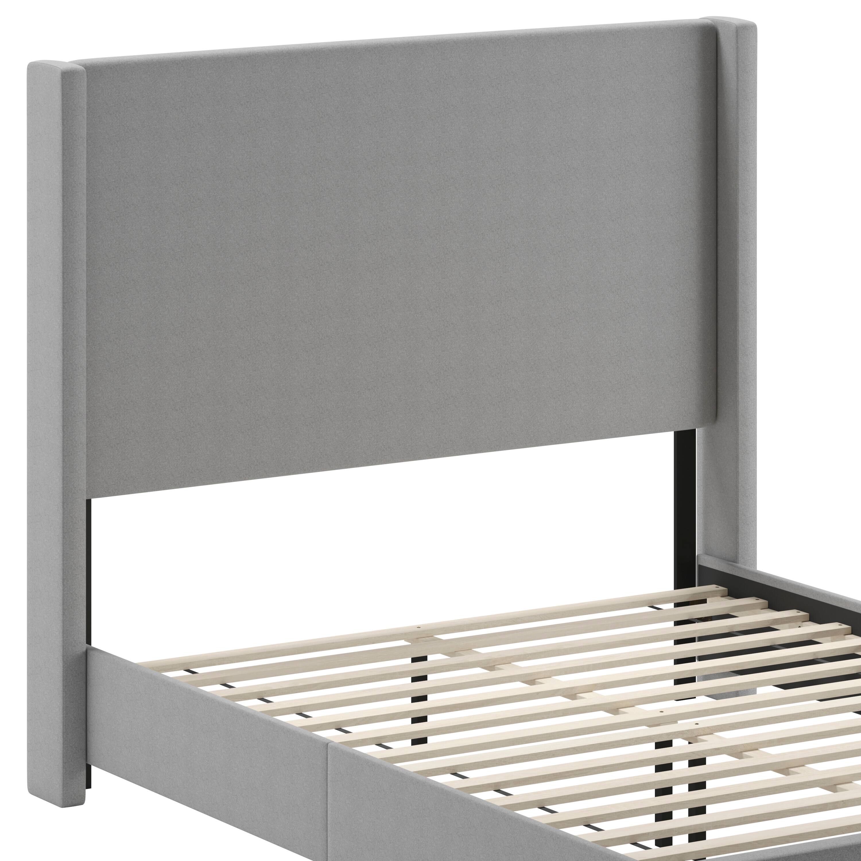 Alt View 10. Emma + Oliver - Nora upholstered Platform Bed with Plush Padded Wingback Headboard and Wood Support Slats - No Box Spring Needed - Gray.