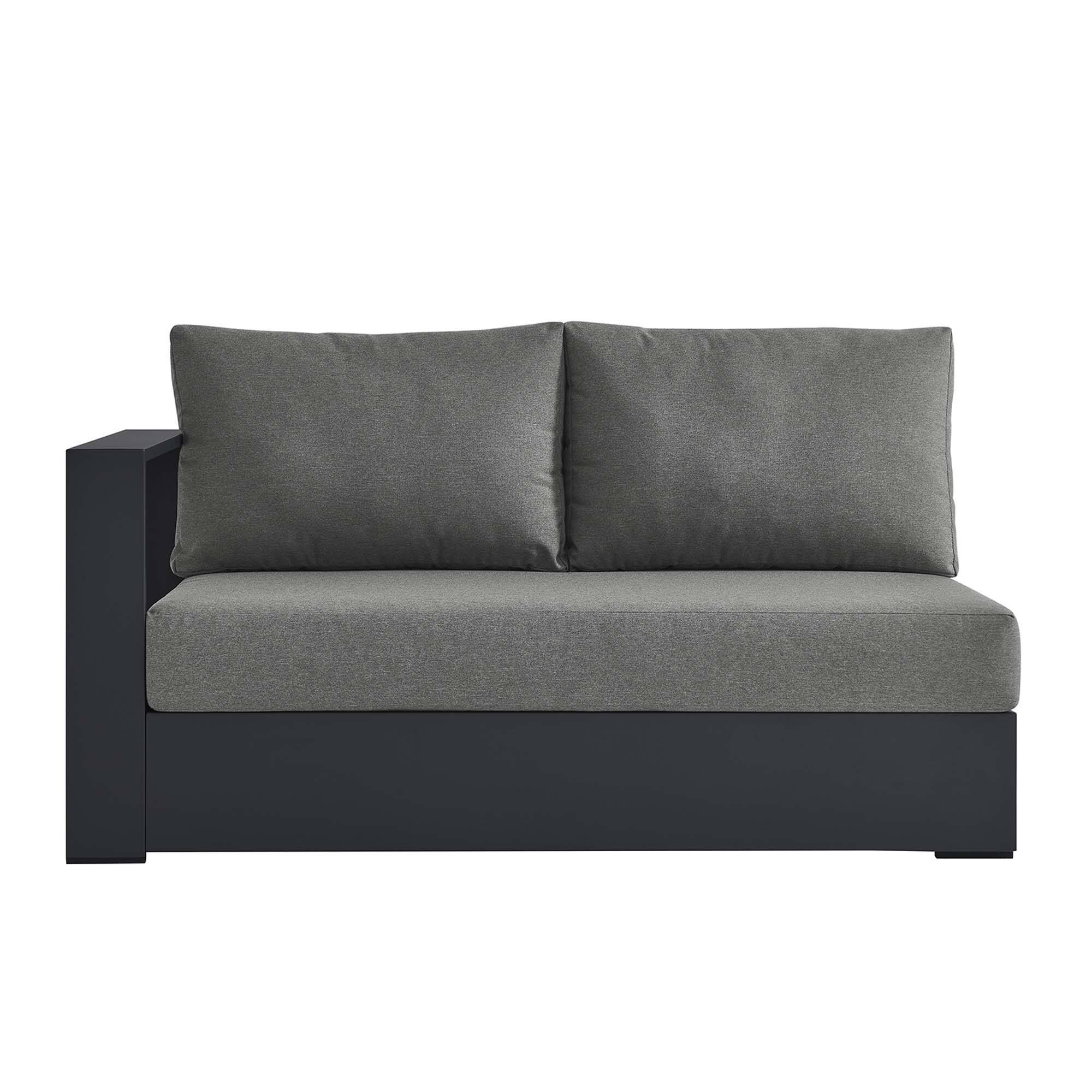 Alt View 4. Modway - Tahoe Outdoor Patio Powder-Coated Aluminum Modular Left-Facing Loveseat by Modway - Gray Charcoal.