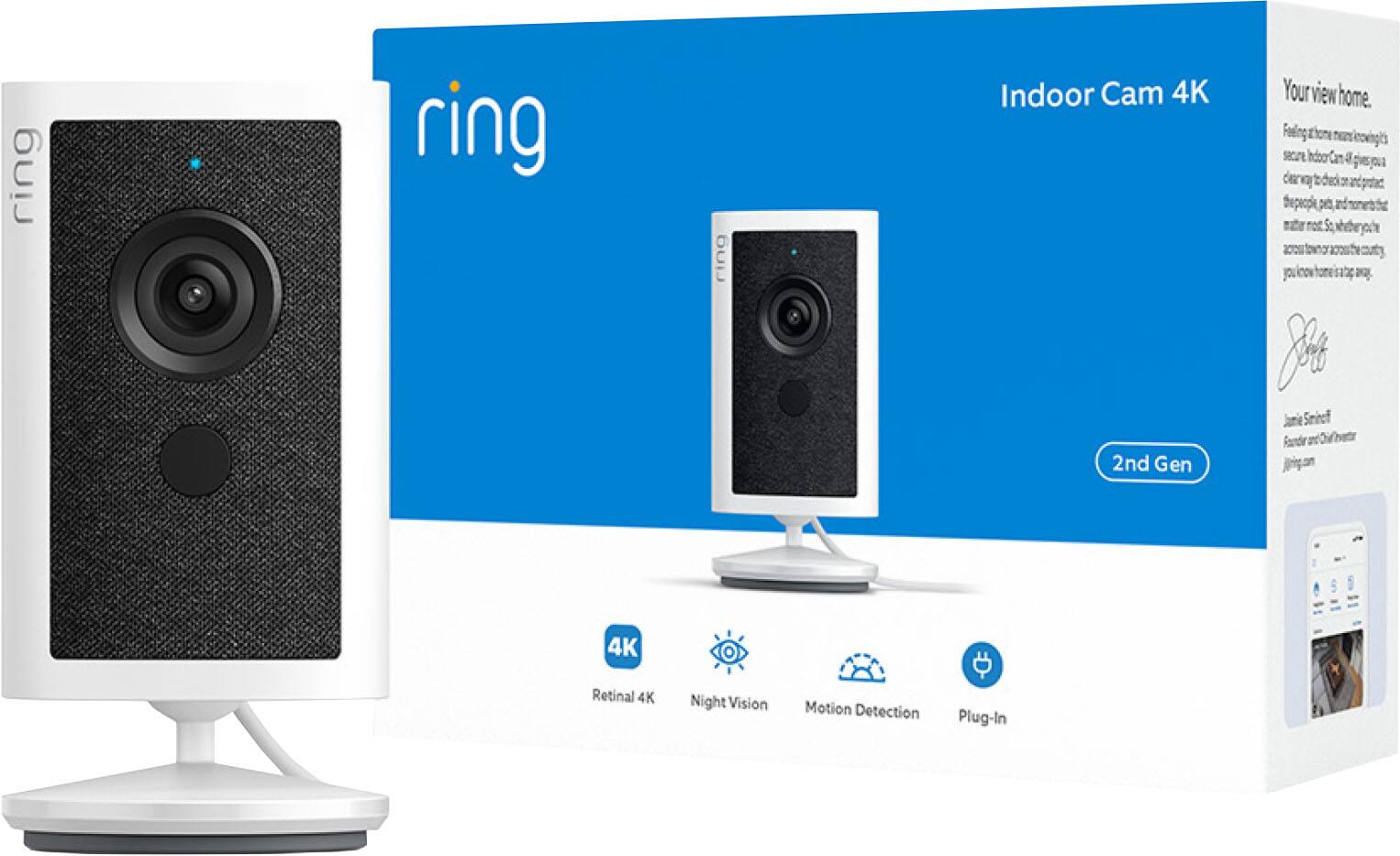 Ring Indoor Cam Retinal 4K, Plug In, Auto HDR, true color Night Vision ...