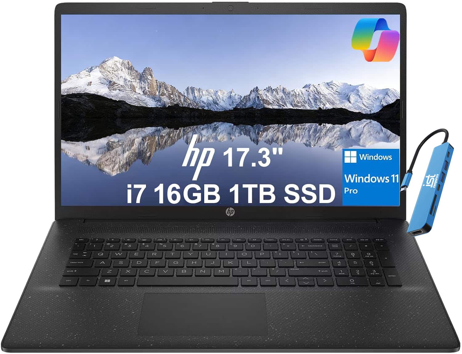 HP - 17 17.3 HD+ Laptop - Intel Core i7 with 16GB Memory - 1TB SSD - Windows 11 Pro - Black