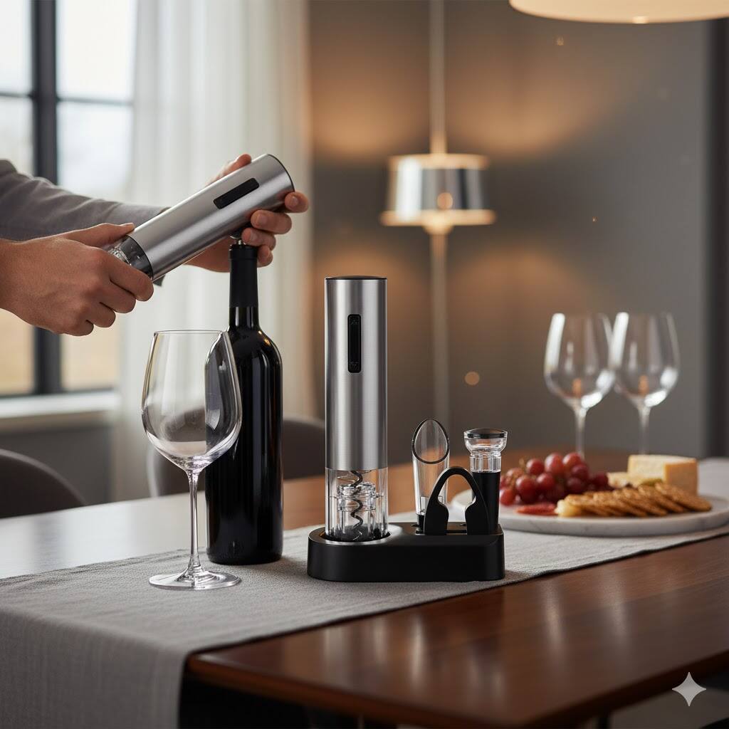 Left. Pursonic - Pursonic 5-Piece Electric Wine Opener Set – 2 PACK Bundle - Multicolor.