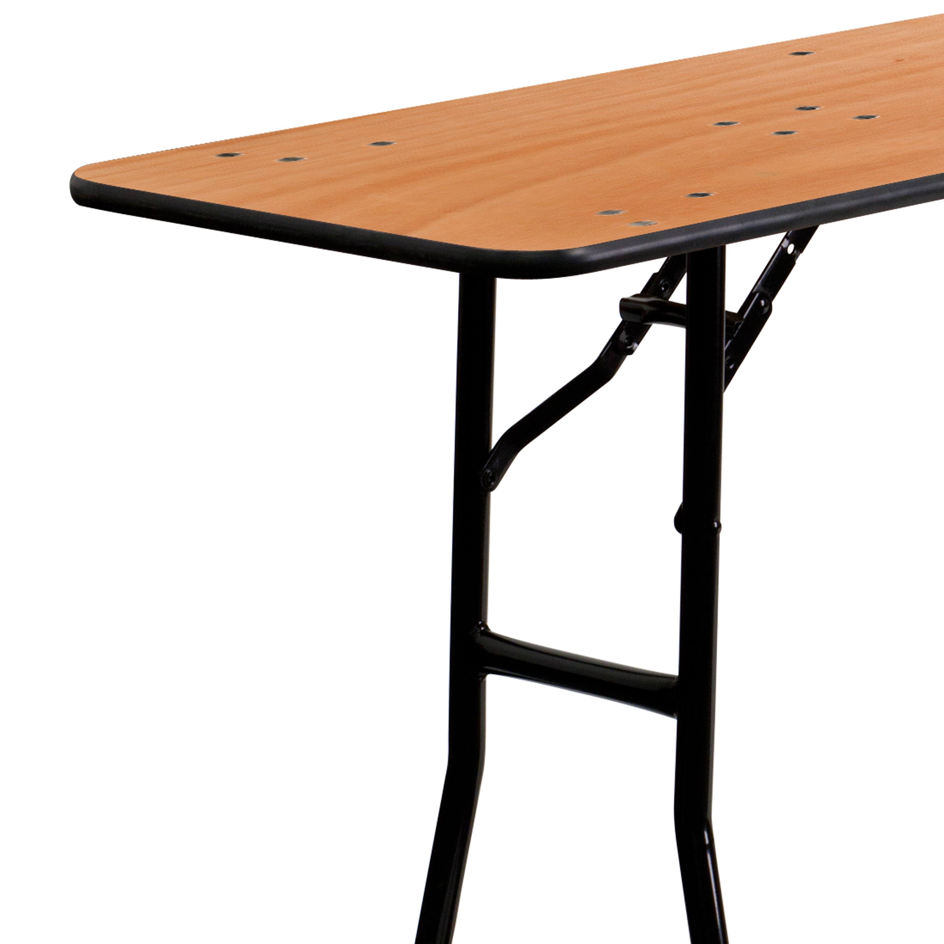 Alt View 16. Alamont Home - 8-Foot Rectangular Wood Folding Training / Seminar Table with Smooth Clear Coated Finished Top - Natural.