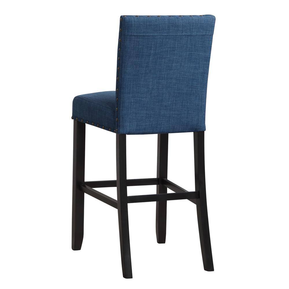 Front. New Classic Furniture - Furniture Crispin Solid Wood 29" Barstool - Marine Blue (Set of 2) - Blue.