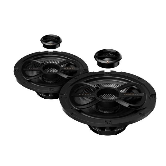 Left. Infinity - KAPPA PERFECT 600X 6-1/2” Component Speaker System compatible with Harley Davidson Motorcycles - Black.