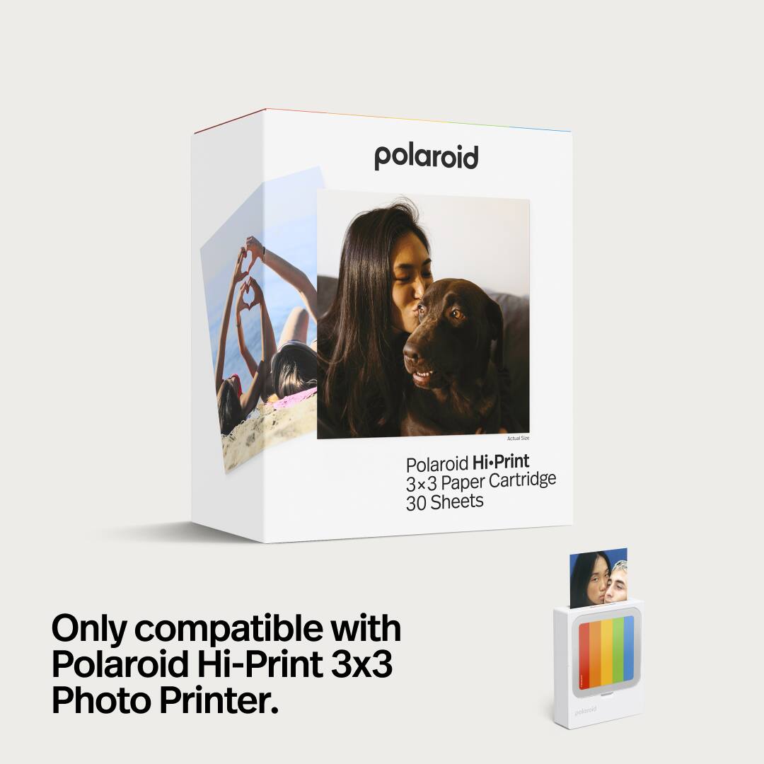Polaroid Hi-Print 3x3 Paper Cartridge 30 Sheets  
Only compatible with Polaroid Hi-Print 3x3 Photo Printer.