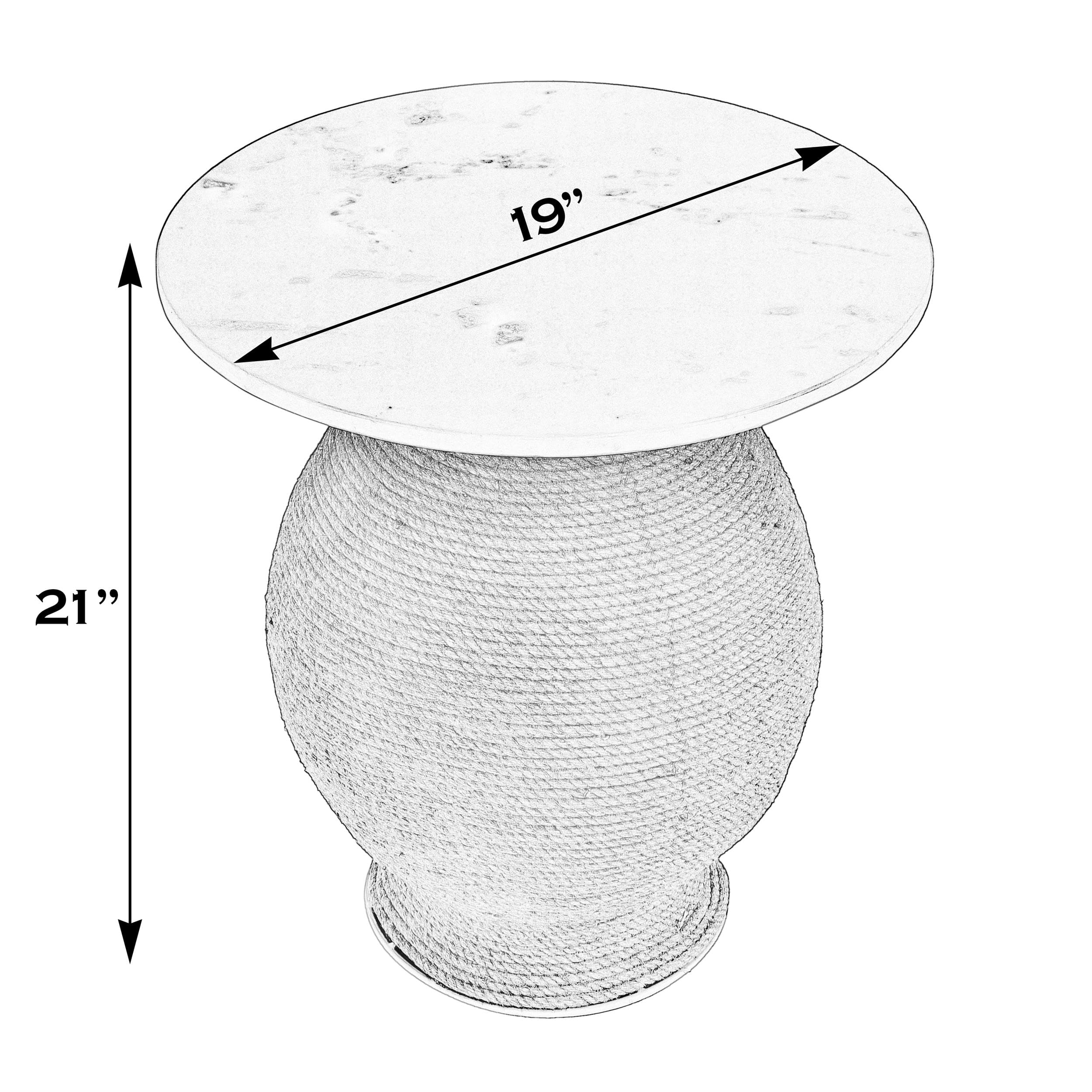 Butler Specialty Shea 19 in. W Round Marble and Rope End Table Natural ...