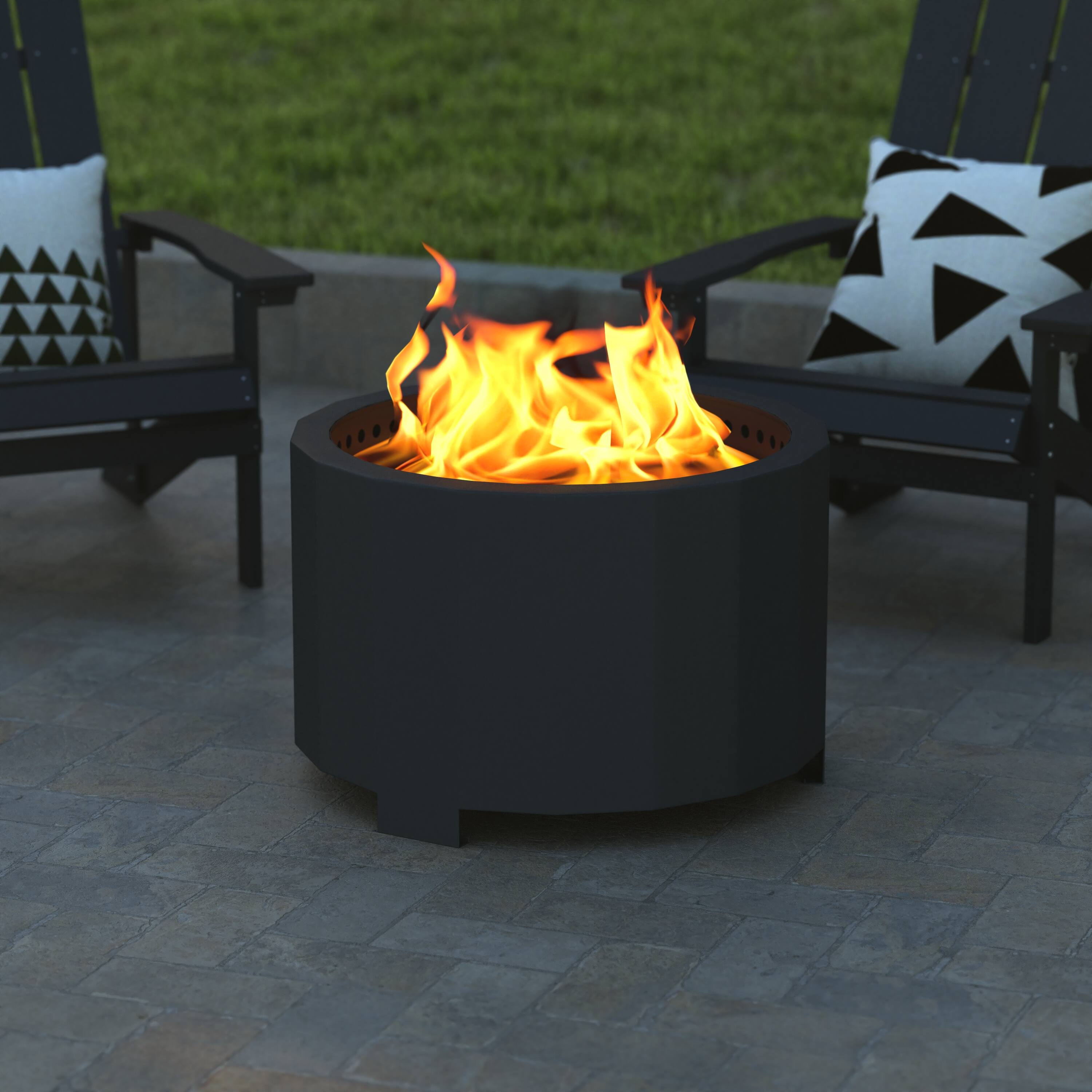Alt View 4. Emma + Oliver - Hestia Steel Portable Smokeless Wood Burning Firepit with Waterproof Cover for Outdoor Use - Black.