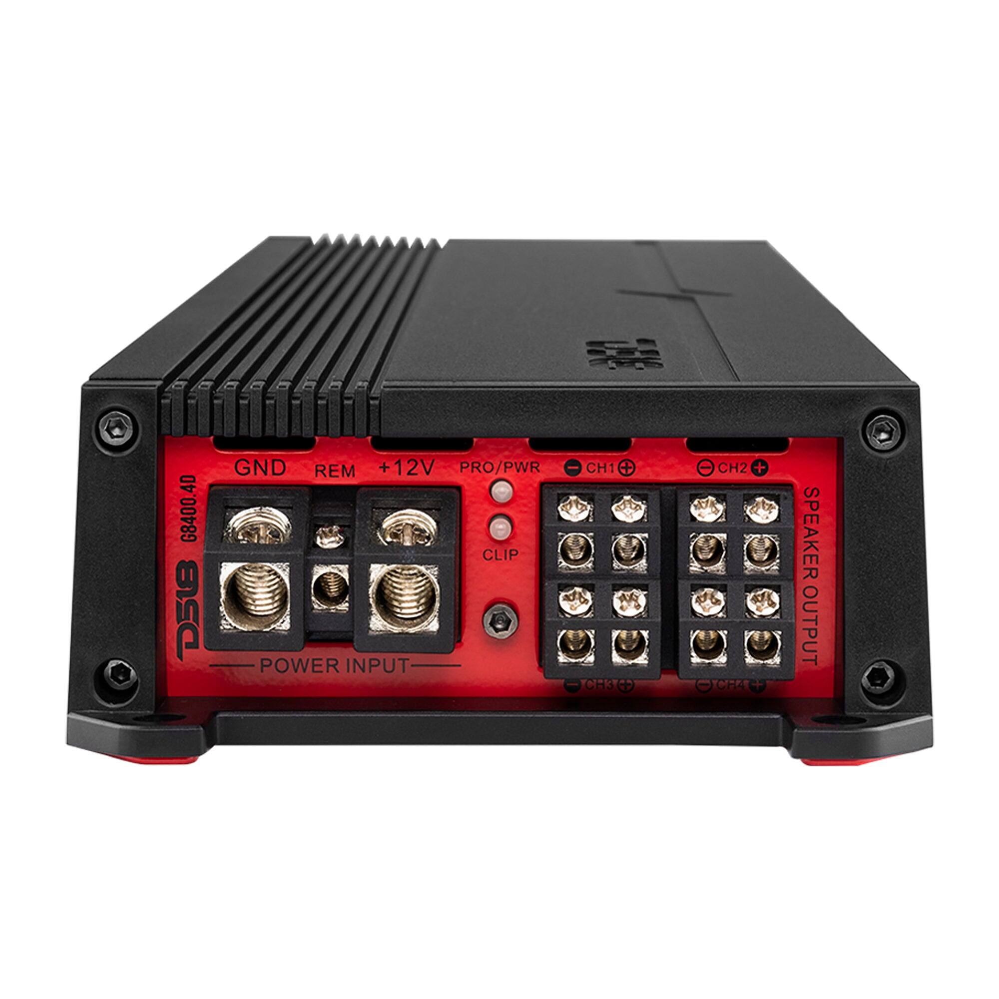 4D G8400 D518

GND REM +12V PRO/PWR CLIP POWER INPUT

CH1 + CH3

CH2 + CH4

SPEAKER OUTPUT