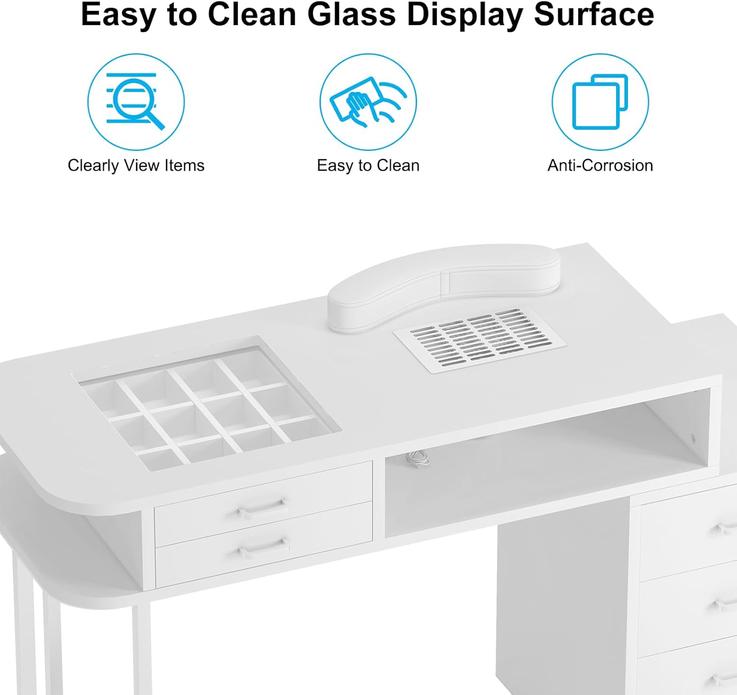 Easy to Clean Glass Display Surface

- Clearly View Items
- Easy to Clean
- Anti-Corrosion