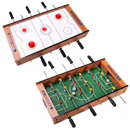 Costway - 2 In 1 Table Game Air Hockey Foosball Table Christmas Gift For Kids Indoor Outdoor - Multi-Color