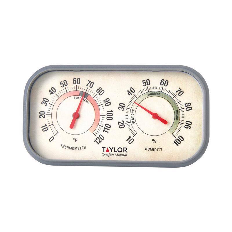 50 60 70 50 60 40 80 40 NORMAL 70 Comf 30 tZone 90 30 80 20 100 DRY HUMID VERY 10 110 20 90 0 F 120 10 % 100 THERMOMETER TAYLOR Comfort Monitor