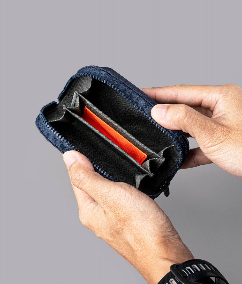 Angle. ALPAKA - Zip Wallet Organizer Pouch with Coin Pocket, Fits Up to 30 Cards, Full Zip Closure, Magnetic Coin Pouch, HUB Compatible - Blue Axoflux 300D.