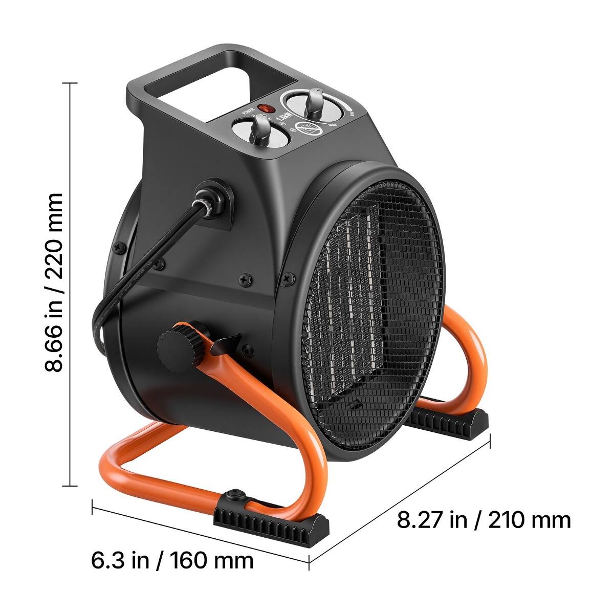 POWER  
1.5kW  
in  
mm 220 / in 8.66  
6.3 in / 160 mm  
8.27 in / 210 mm