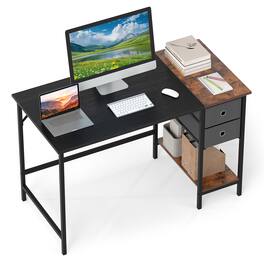 Gymax - 48'' Computer Desk w/ 2 Fabric Drawers Open Storage Shelf for Working Gaming - Black
