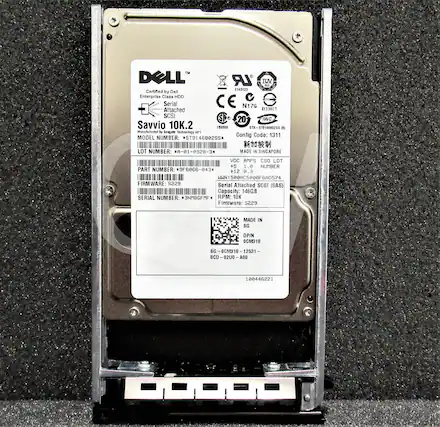 A DELL' LR TUV - 145123
Certified by Dell Enterprise Class HDD
Serial CE N176
Attached D3627 SCSI
20 MIC Savvio 10K.2
STX-57014680085
Manufactured by Seagate Technology Inc
Config Code: 1311
MODEL NUMBER: ST914680255
LOT NUMBER: *A-01-0920-2
PART NUMBER: 9F6866-843
FIRMWARE: 5229
SERIAL NUMBER: 3NMUGEN
Capacity: 146GB
RPM: 10K
Firmware: 5229
MADE IN SINGAPORE
VDC AMPS CSO LOT +5 1.0 NUMBER +12 0.3
HWN 5eeec5e0eF6AD574
MADE IN SG
DP/N DCM318 &G C318
12531 BCD 0210 ADD 0044