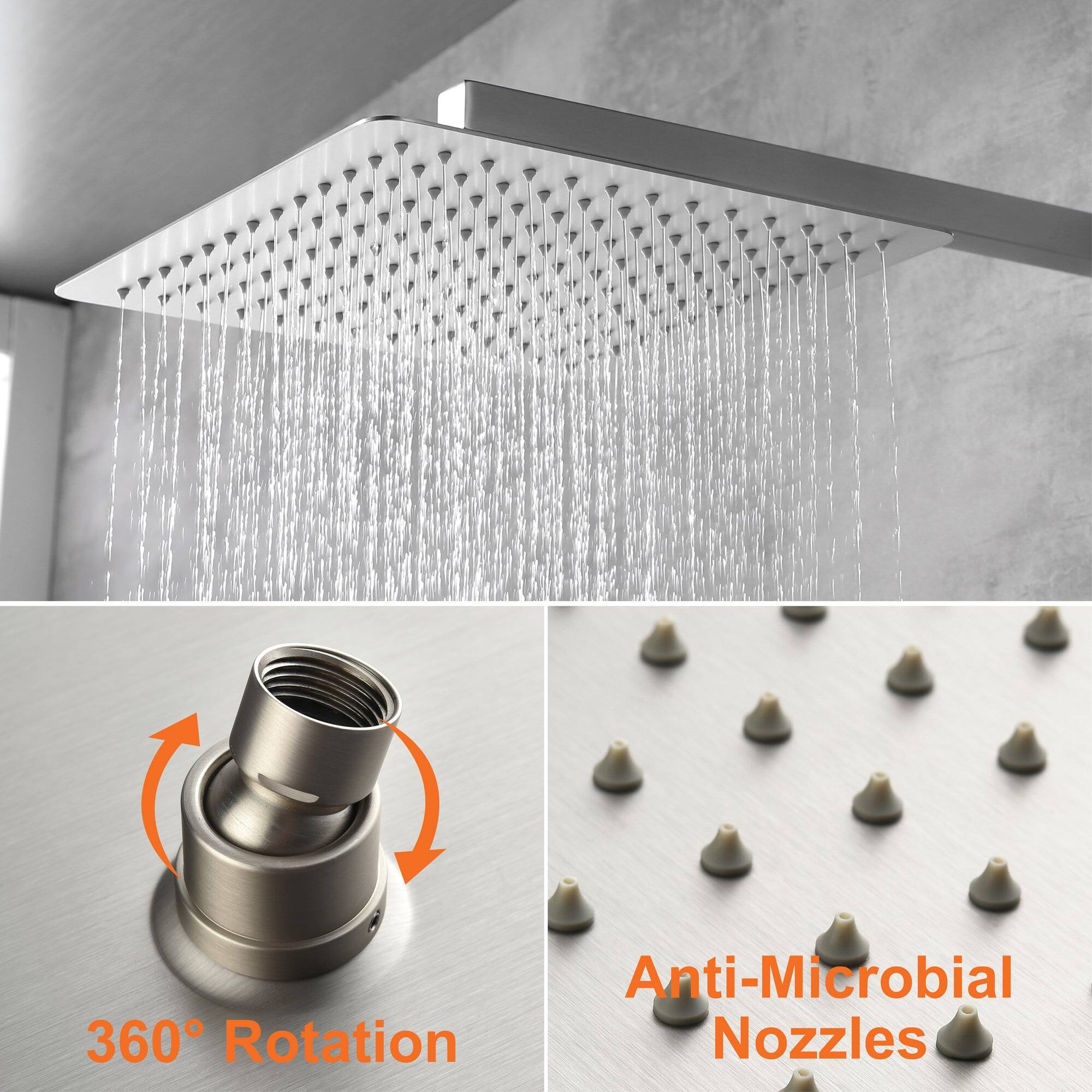 Anti-Microbial Nozzles  
360° Rotation