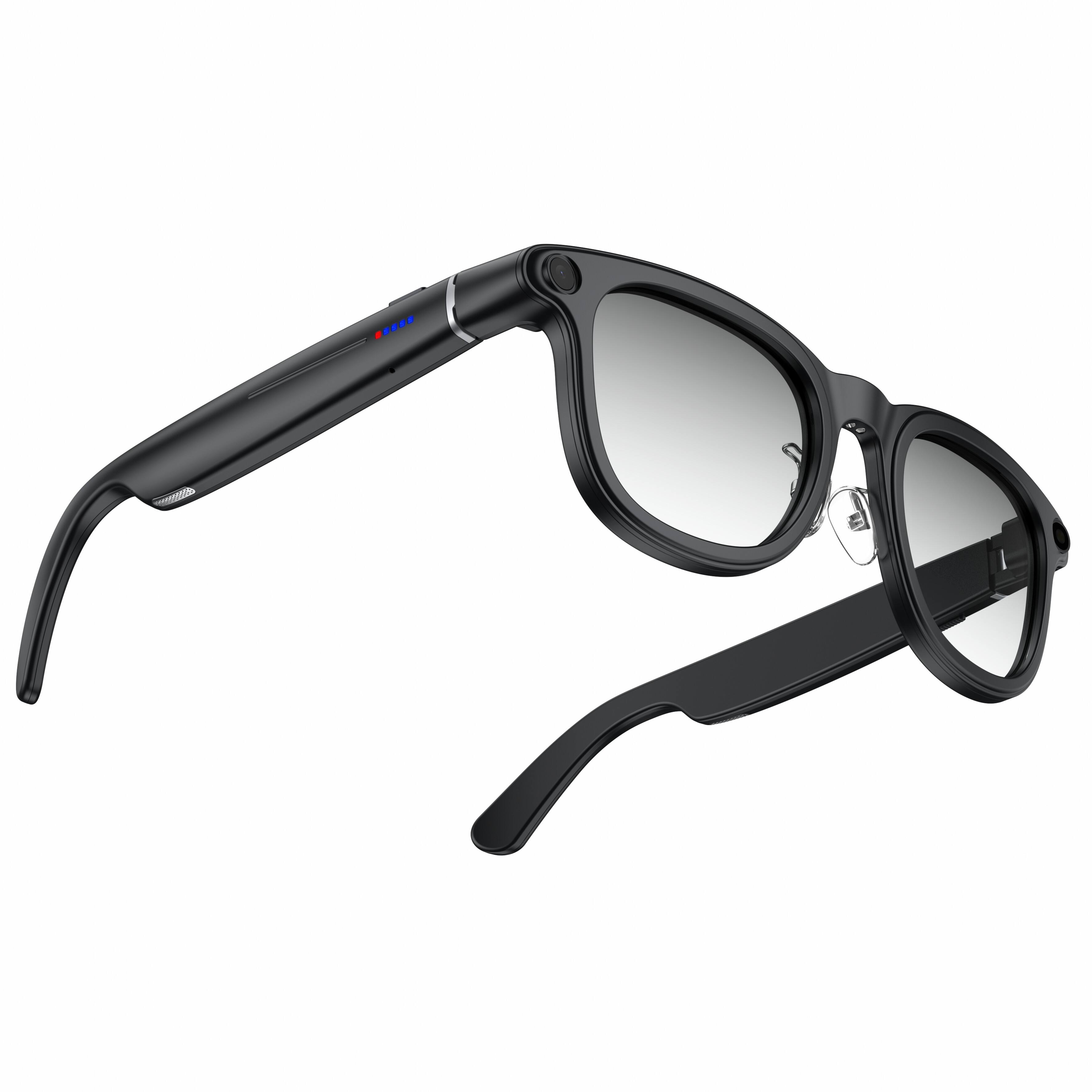 Front. Cluzine - Smart Glasses 800W Pixel Reverse Charging Case WiFi Image Recognition AI Translation Anti-Shake Long Battery Life - Black.