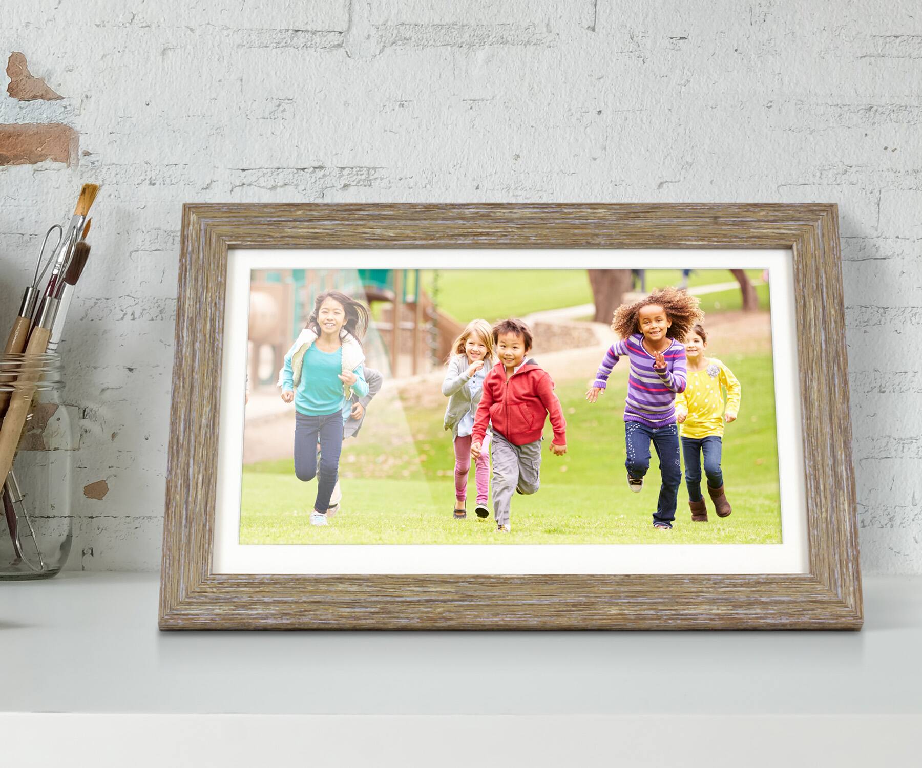 Alt View 6. Aluratek - 13.3" Distressed Wood WiFi Digital Photo Frame with Touchscreen LCD Display and 16GB Built-in Memory ASHDPF13F.
