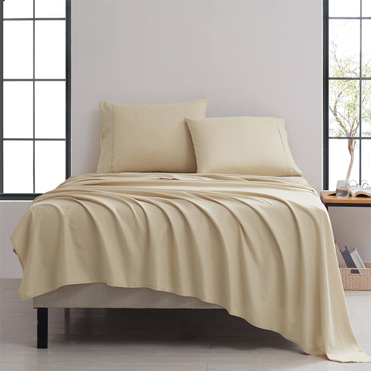 Kathy Ireland - Twill Weave Luxury 4-Piece Sheet Set - Khaki