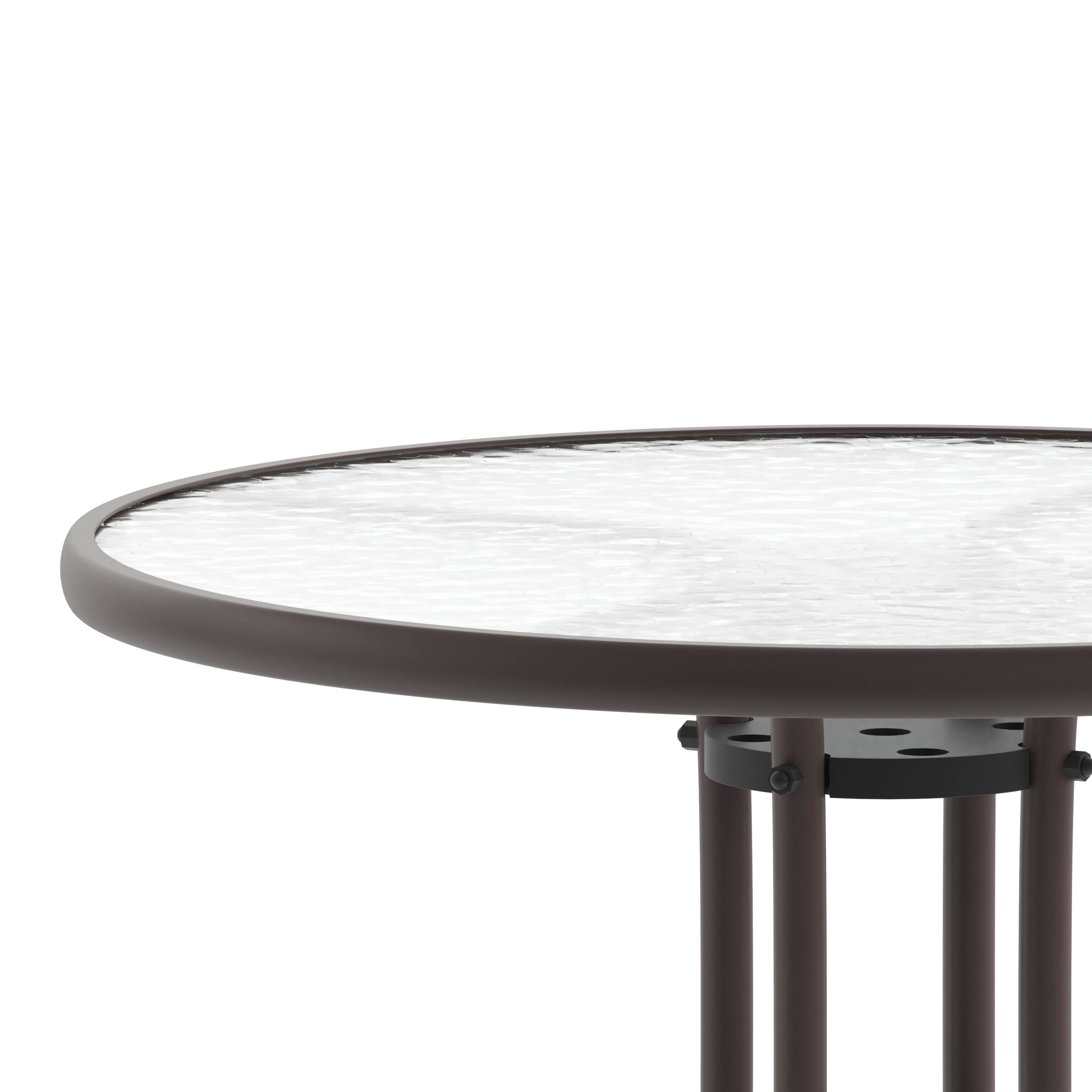 Alt View 10. Emma + Oliver - 31.5" Round Tempered Glass Metal Table with Smooth Ripple Design Top - Clear Top/Bronze Frame.