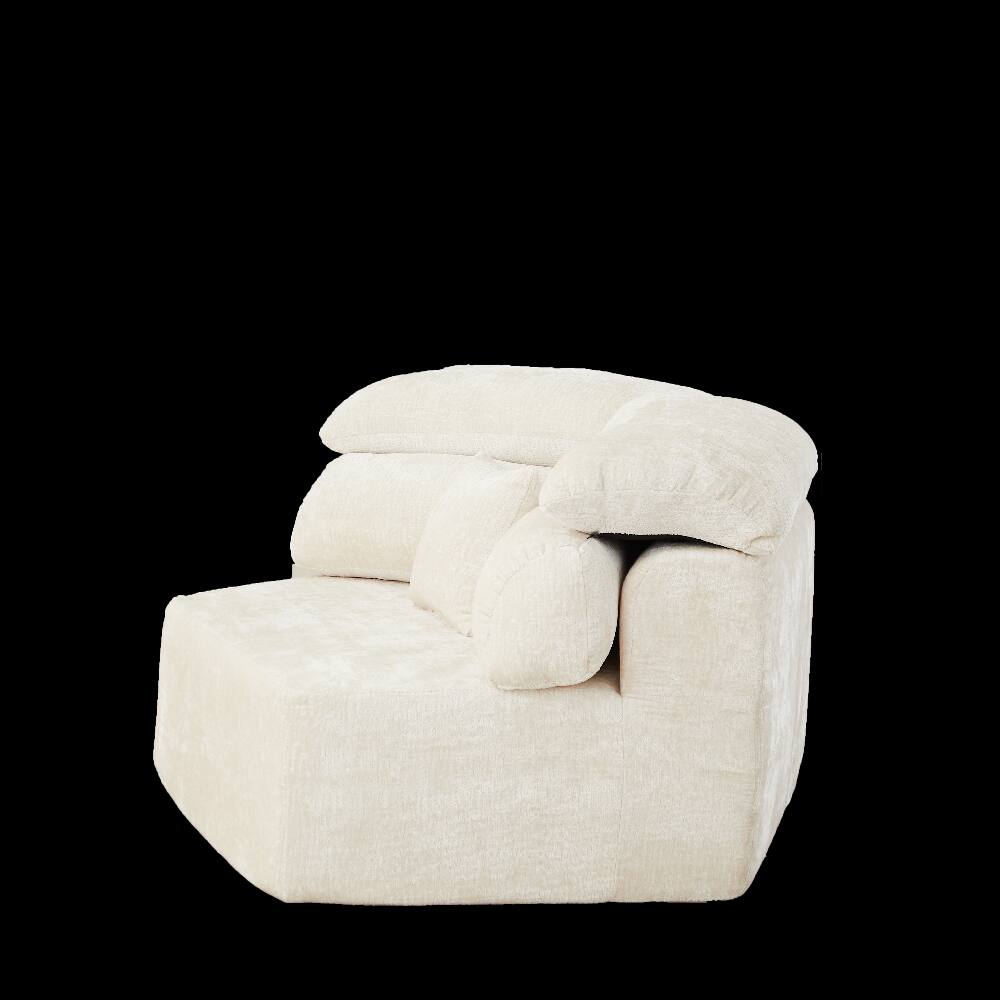 Left. Loheer - Loheer 53-Inch Cream Single Seater Lounge Chair Modular Foam Sofa - Cream.