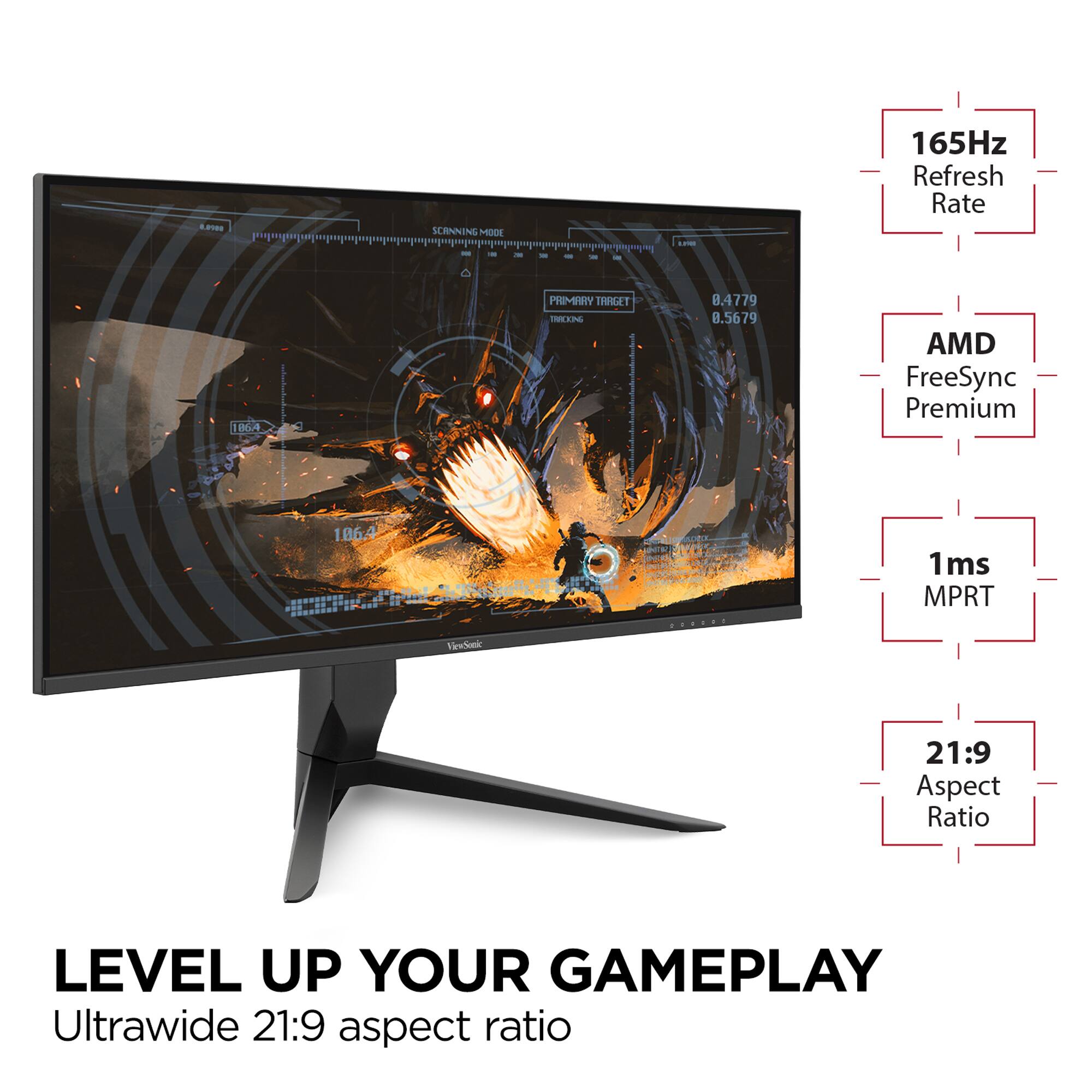 Leves up your gameplay with this Ultrawide 21:9 aspect ratio monitor. It features a 165Hz refresh rate and AMD FreeSync Premium technology for smooth, fast-paced gameplay. With a 0.4779 8.5679 aspect ratio, this monitor provides an immersive gaming experience. Additionally, it has a 106.4 MPRT response time, ensuring that you can enjoy your games without any lag or delay.