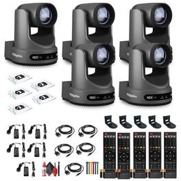 5 x PTZOptics Move 4K PTZ Camera with 20x Zoom (Gray) (PT20X-4K-GY-G3) + 5 x Wall Mount