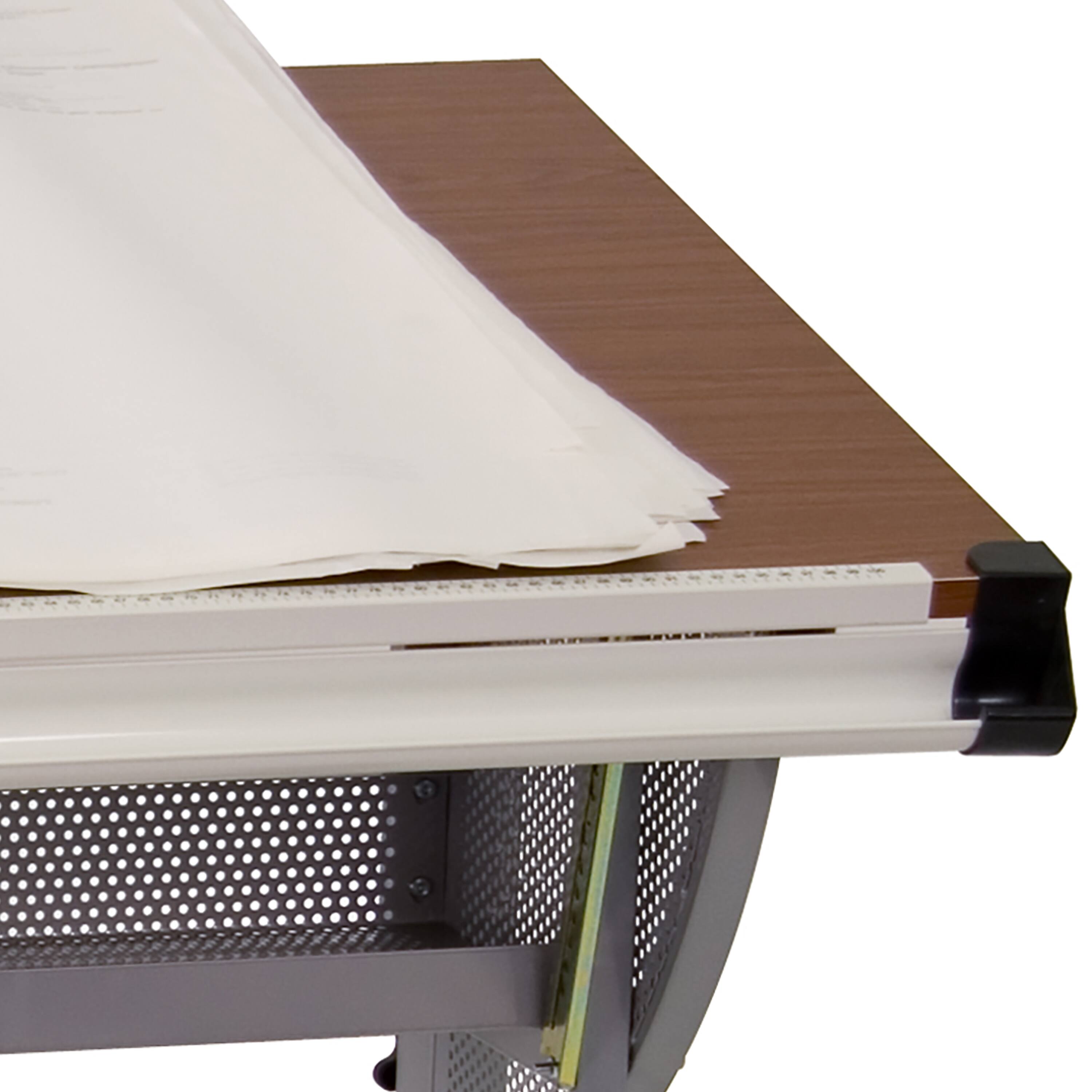 Alt View 5. Emma + Oliver - Adjustable Drawing and Drafting Table with Pewter Frame - Cherry.