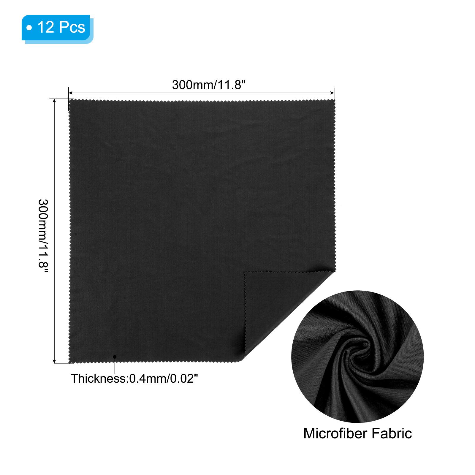 12 Pcs  
300mm/11.8" x 300mm/11.8"  
Thickness: 0.4mm/0.02"  
Microfiber Fabric
