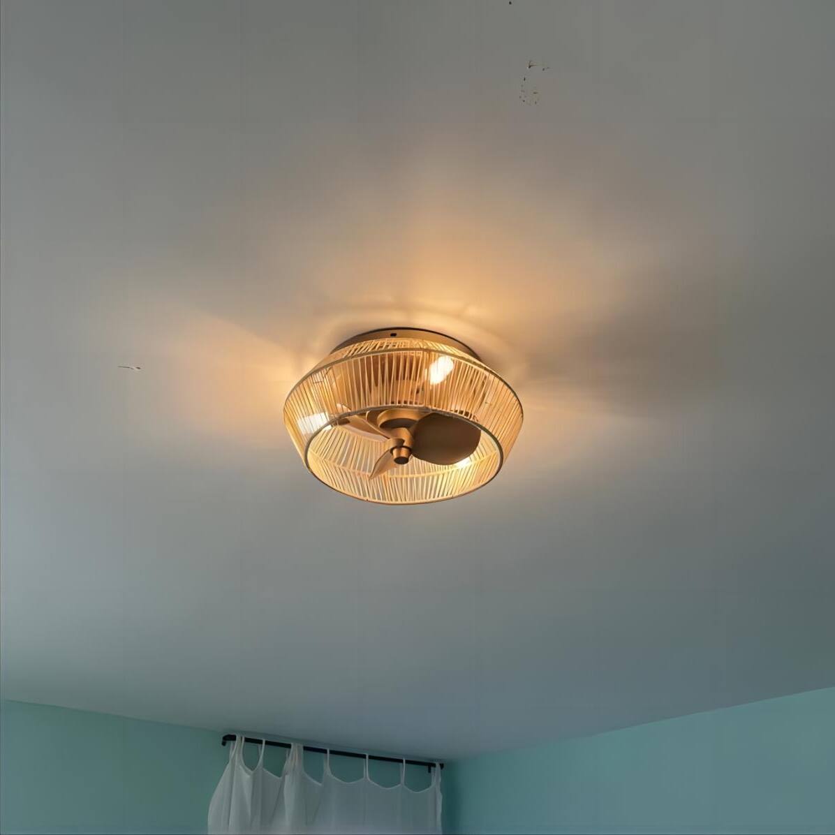 Alt View 1. Parrot Uncle - 13.5" Brushed Bronze Cage Low Profile Ceiling Fan with Lights - Bronze.