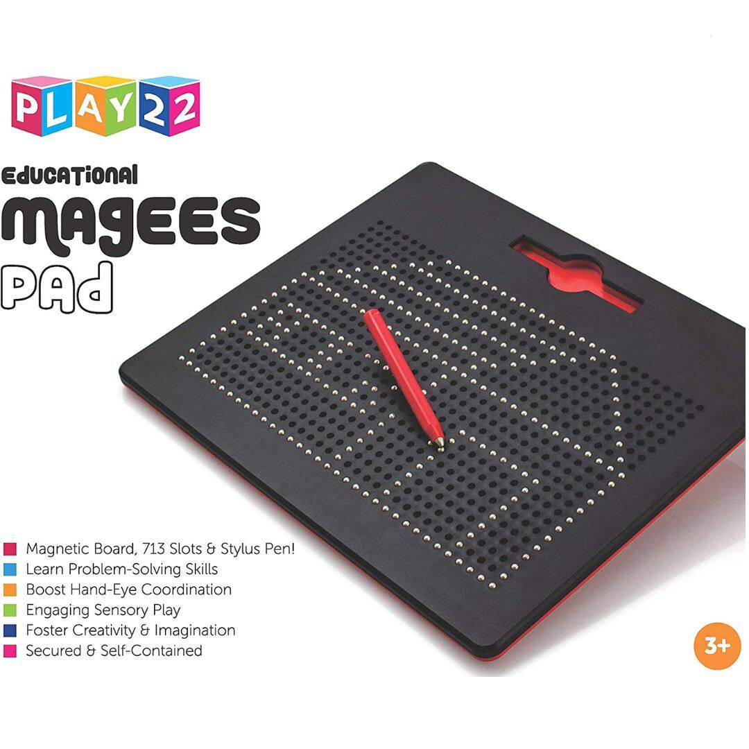**PLAY22**

**Educational Magees Pad**

- Magnetic Board, 713 Slots & Stylus Pen!
- Learn Problem-Solving Skills
- Boost Hand-Eye Coordination
- Engaging Sensory Play
- Foster Creativity & Imagination
- Secured & Self-Contained

3+