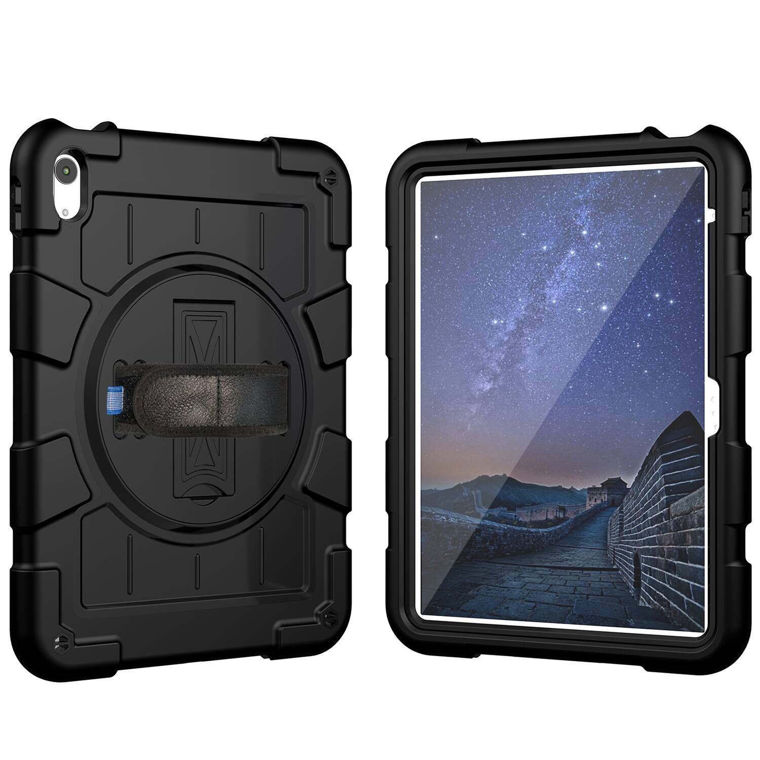 Alt View 4. Dteck - Heavy Duty Rugged Case for Apple iPad (A16) 11" 2025 & iPad 10.9" (10th Gen 2022),With Built-in Kickstand+Shoulder Strap - Black.