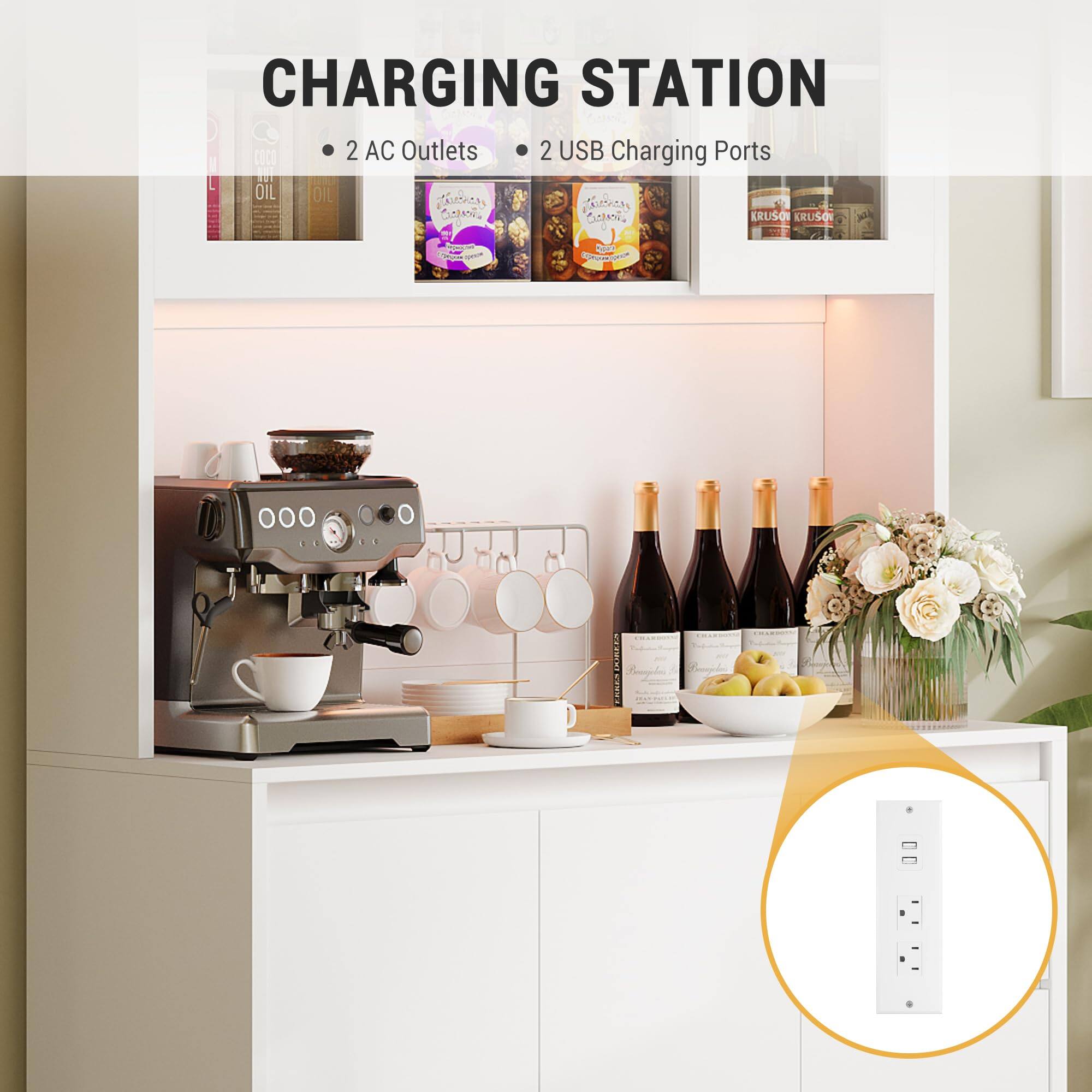 CHARGING STATION

- 2 AC Outlets
- 2 USB Charging Ports