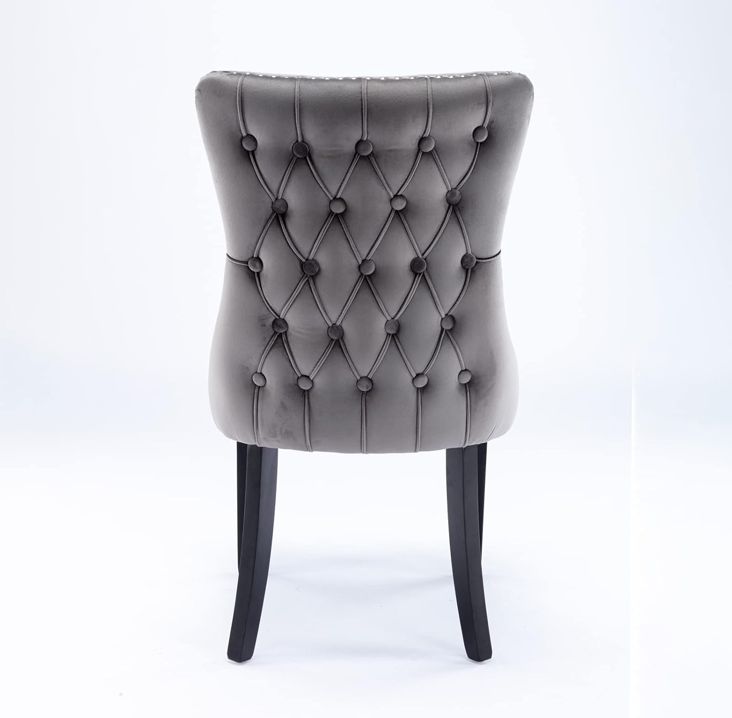 Alt View 5. Trinkets Crazed - Upholstered Wing-Back Dining Chair with Backstitching Nailhead Trim and Solid Wood Legs,Set of 2 - gray.