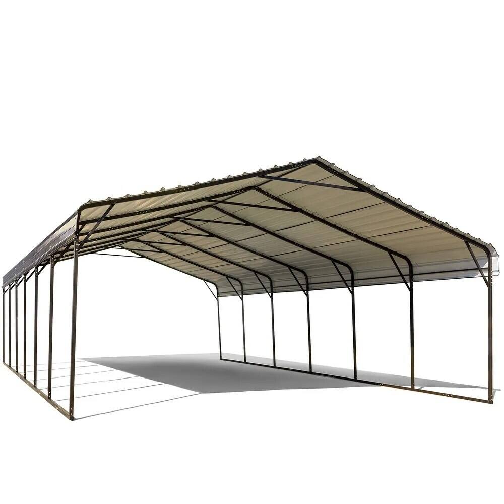Alt View 3. U-HOMY - Outdoor Carport with Galvanized Steel Roof – All-Weather Shelter for Cars, Boats & Tractors - 20'x20'.
