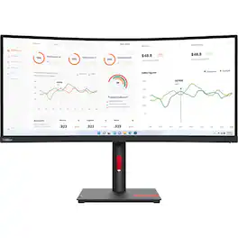 Lenovo - 34" WQHD 3440x1440 Curved Monitor 63D4GAR1US - Black
