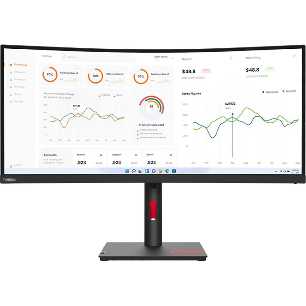 Lenovo - 34" WQHD 3440x1440 Curved Monitor 63D4GAR1US - Black