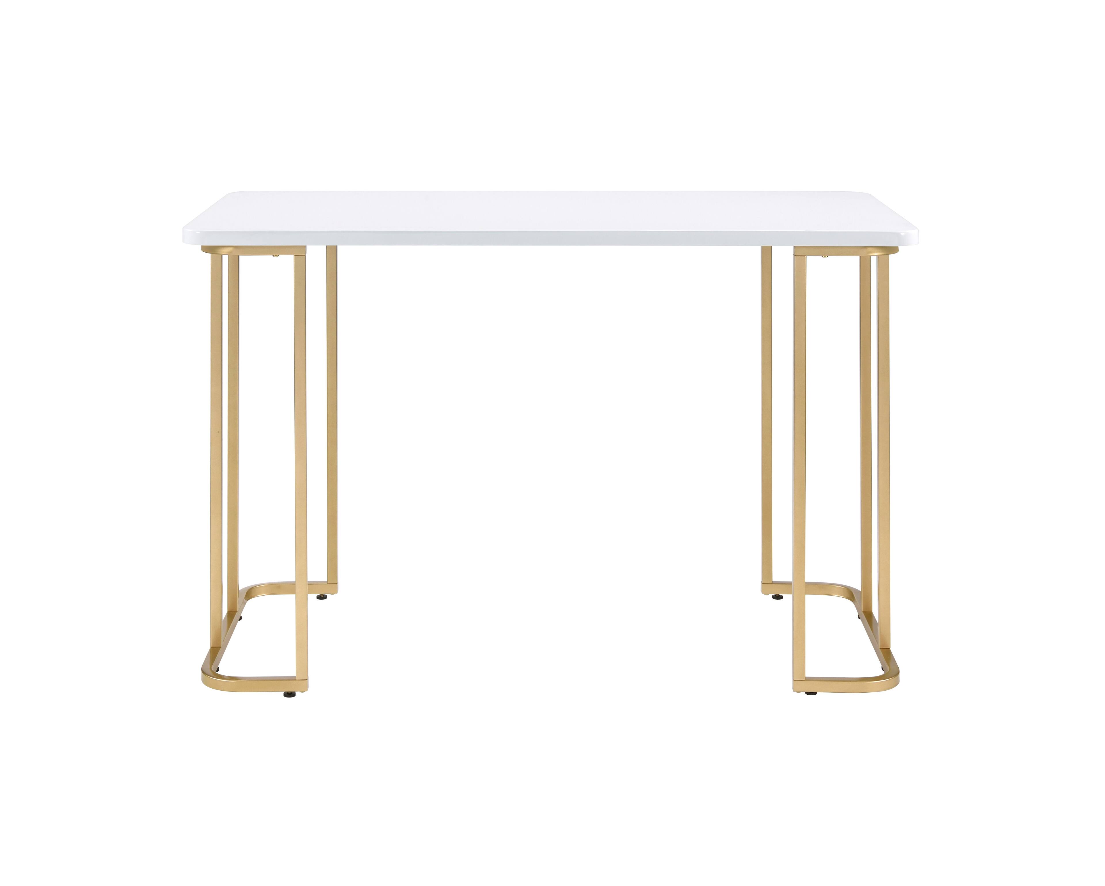 Alt View 2. TinyHomie - Estie White and Gold Finish Writing Desk - Gold and White.