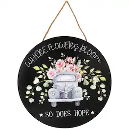 Northlight - Where Flowers Bloom Wooden Wall Sign - 15.75" - Black
