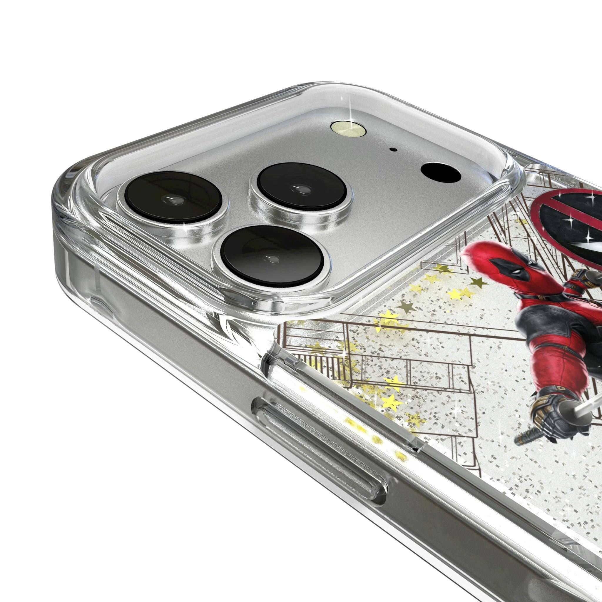 Left. Keyscaper - Marvel MechLine Glitter Phone Case - Apple iPhone 17 - Deadpool.