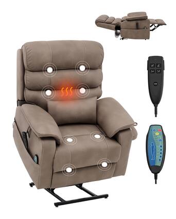 Front. VEVOR - Power Lift Recliner Chair, Lift Chair with Heat and Massage for Elderly, Dual Motor Recliner Chair with a Cup holder - Brown.