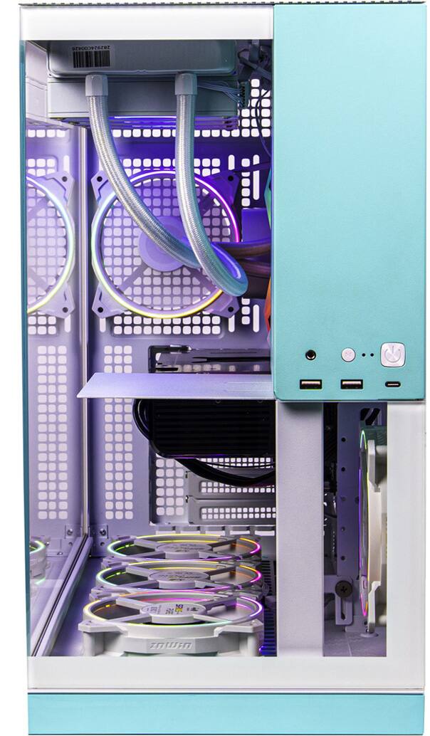 Back. Skytech Gaming - Skytech AQUA - AMD Ryzen 7 9800X3D, 5070 Ti, 32GB 6000 MHz DDR5 RAM, 850W GOLD A3 PSU - Blue.